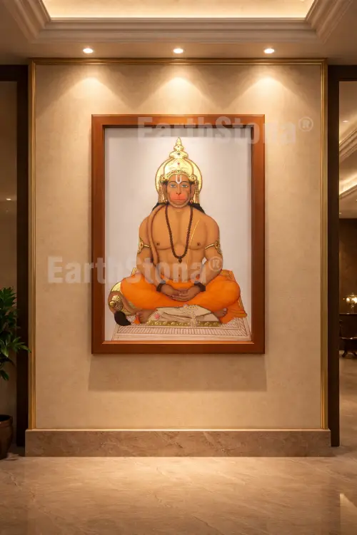 hanuman ji marble stone wall mural sitting posture luxury wall design vastu compliant